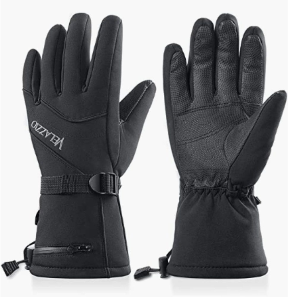 VELAZZIO 3M Thinsulate Waterproof Breathable Snowboard Ski Gloves Black Small